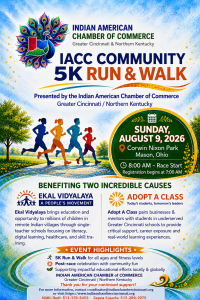 "5K Run & Walk for a Great Cause" organized by Indian American Chamber of Commerce Greater Cincinnati & Northern Kentucky