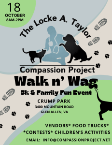 The 1st Annual Locke A. Taylor Compassion Project Walk n' Wag 5k & Family Fun Event