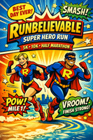 SuperHero - Runbelievable - 5K. 10K. Half Marathon by Califlow Runs