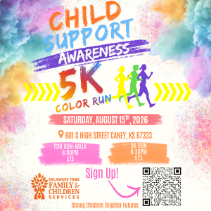Caney KS, Family & Children Services Child Support Awareness 5k Color Run